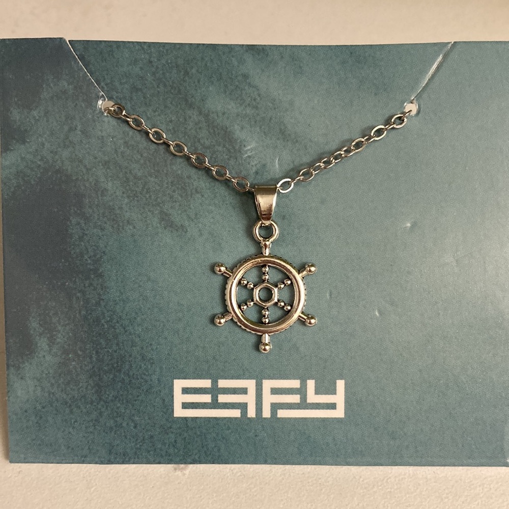 NWOT - New Effy Silvertone Necklace & Nautical Wheel  Charm